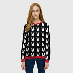 Свитшот женский Bunny pattern black, цвет: 3D-красный — фото 2