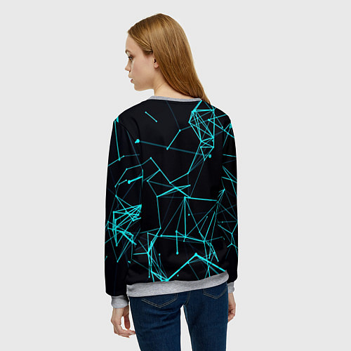 Женский свитшот Лучи абстракции неоновые / 3D-Меланж – фото 4