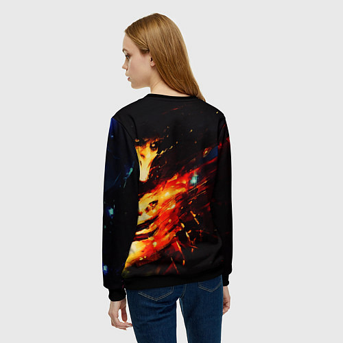 Женский свитшот Dark Souls в огне / 3D-Черный – фото 4