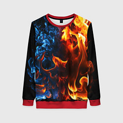 Свитшот женский Битва огней - два пламени, цвет: 3D-красный