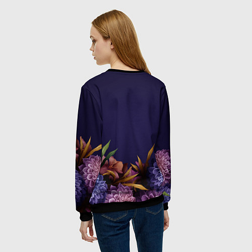 Женский свитшот Самая лучшая бабушка в цветах / 3D-Черный – фото 4