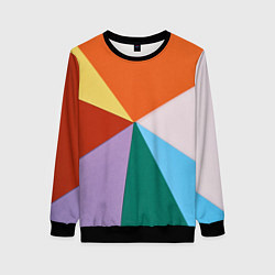 Свитшот женский Разноцветные пересекающиеся треугольники, цвет: 3D-черный