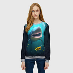 Свитшот женский Я акула туруру, цвет: 3D-меланж — фото 2