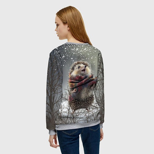 Женский свитшот Радостный ежик / 3D-Меланж – фото 4