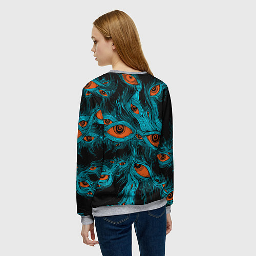 Женский свитшот Винтажные глаза пиксельные / 3D-Меланж – фото 4