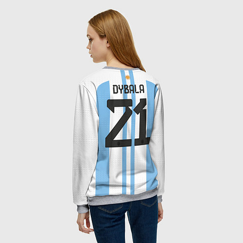 Женский свитшот Дибала форма сборной Аргентины домашняя / 3D-Меланж – фото 4