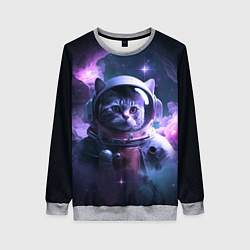 Свитшот женский Котик космонавт, цвет: 3D-меланж