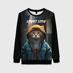 Свитшот женский Street cat, цвет: 3D-черный