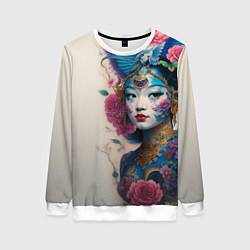Свитшот женский Japan girl - tattoo - art, цвет: 3D-белый