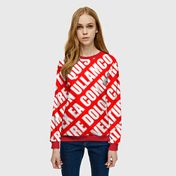 Свитшот женский Крупный рубленый текст Lorem Ipsum каллиграфия на, цвет: 3D-красный — фото 2