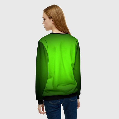 Женский свитшот Кислотный зеленый с градиентом / 3D-Черный – фото 4