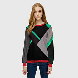 Свитшот женский Спортивная геометрия линии, цвет: 3D-красный — фото 2