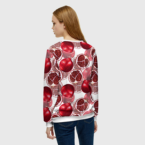 Женский свитшот Гранаты на белом фоне - паттерн / 3D-Белый – фото 4