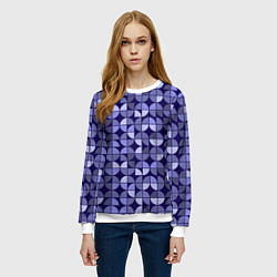 Свитшот женский Фиолетовая геометрия Ретро паттерн, цвет: 3D-белый — фото 2