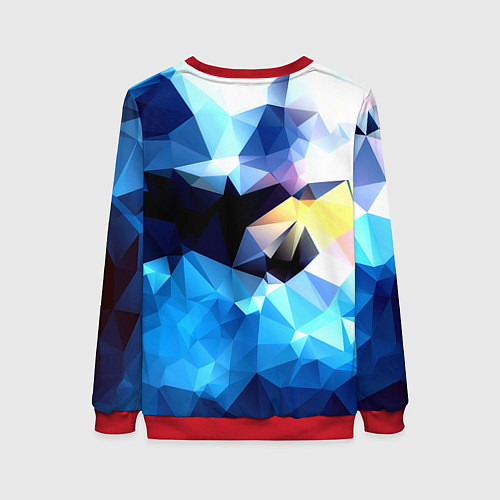 Женский свитшот Polygon blue abstract collection / 3D-Красный – фото 2