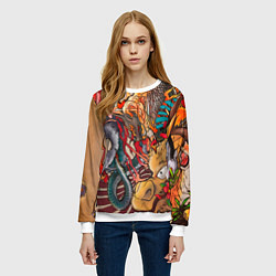 Свитшот женский Иредзуми: демон и дракон, цвет: 3D-белый — фото 2