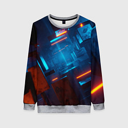 Свитшот женский Туннель из кубов, цвет: 3D-меланж