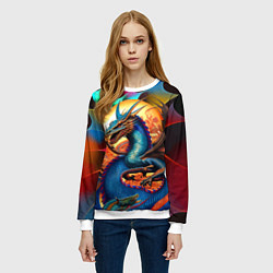 Свитшот женский Japanese dragon - tattoo - irezumi, цвет: 3D-белый — фото 2