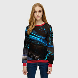 Свитшот женский Digital space abstraction, цвет: 3D-красный — фото 2