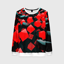 Свитшот женский Черно красные кубы, цвет: 3D-белый