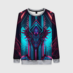Свитшот женский Кибернетический узор дракона, цвет: 3D-меланж