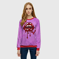 Свитшот женский Поцелуй меня алые губы, цвет: 3D-красный — фото 2