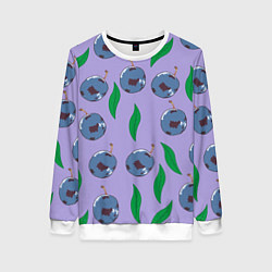 Свитшот женский Листья и слива, цвет: 3D-белый