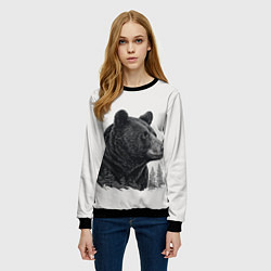 Свитшот женский Нарисованный медведь, цвет: 3D-черный — фото 2