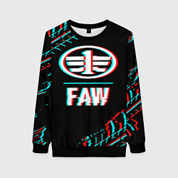 Женский свитшот Значок FAW в стиле glitch на темном фоне