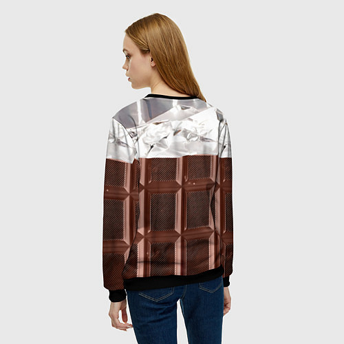 Женский свитшот Темная плитка шоколада в обертке / 3D-Черный – фото 4