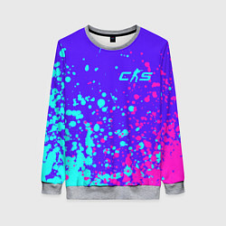 Свитшот женский Counter Strike 2 - Неоновые Брызги, цвет: 3D-меланж