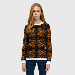 Свитшот женский Желто-оранжевые нежные цветы, цвет: 3D-белый — фото 2