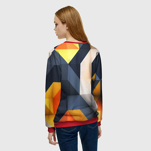 Женский свитшот Полосы геометрия узор / 3D-Красный – фото 4