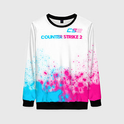 Свитшот женский Counter Strike 2 neon gradient style: символ сверх, цвет: 3D-черный