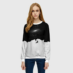 Свитшот женский Черно-белая галактика, цвет: 3D-белый — фото 2