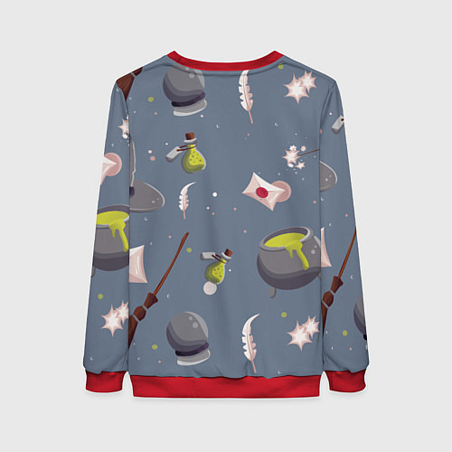 Женский свитшот Паттерн с магическими принадлежностями / 3D-Красный – фото 2