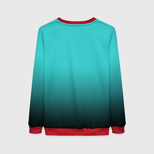 Женский свитшот Силуэт лисы на градиентном фоне / 3D-Красный – фото 2