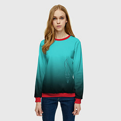 Свитшот женский Силуэт лисы на градиентном фоне, цвет: 3D-красный — фото 2