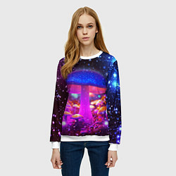 Свитшот женский Звезды и неоновые светящиеся грибы, цвет: 3D-белый — фото 2