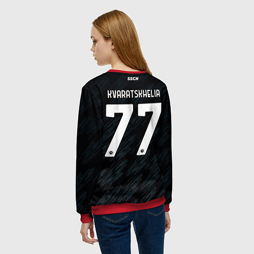Женский свитшот Хвича Кварацхелия Наполи форма третья / 3D-Красный – фото 4
