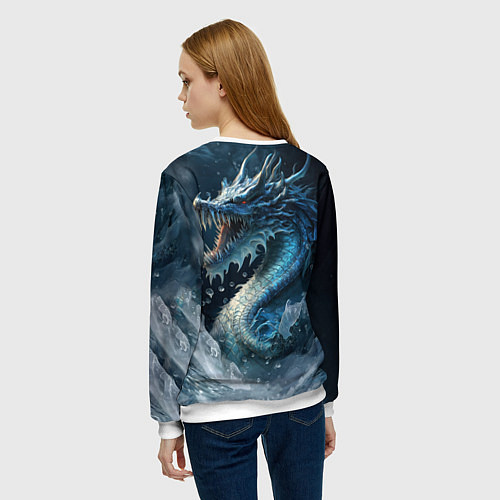 Женский свитшот Ледяной дракон / 3D-Белый – фото 4
