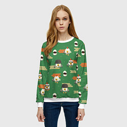 Свитшот женский Chicken gun battle, цвет: 3D-белый — фото 2