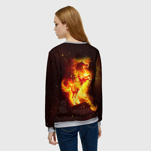 Женский свитшот Пылающий фантастический конь / 3D-Меланж – фото 4