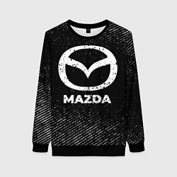 Свитшот женский Mazda с потертостями на темном фоне, цвет: 3D-черный