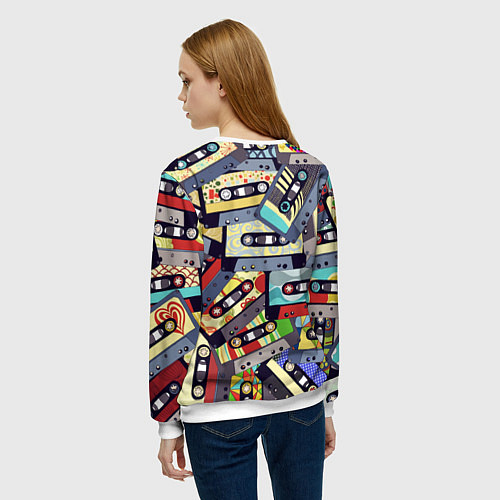Женский свитшот Касеты 80-е / 3D-Белый – фото 4