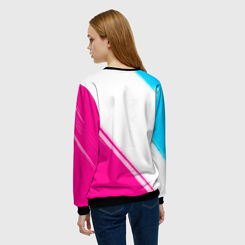 Женский свитшот Coldplay neon gradient style: надпись, символ / 3D-Черный – фото 4