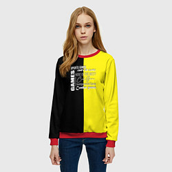 Свитшот женский Лимонно-черный фон, цвет: 3D-красный — фото 2