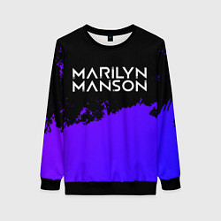 Свитшот женский Marilyn Manson purple grunge, цвет: 3D-черный