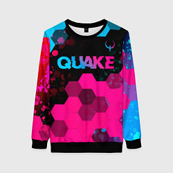 Женский свитшот Quake - neon gradient: символ сверху