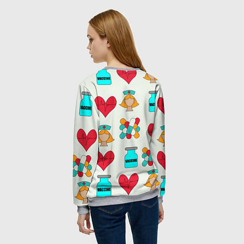 Женский свитшот Вакцина, пипюпи и сердце / 3D-Меланж – фото 4